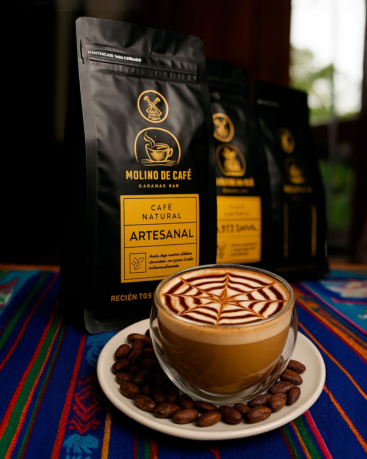 Cafetería con decoración artesanal